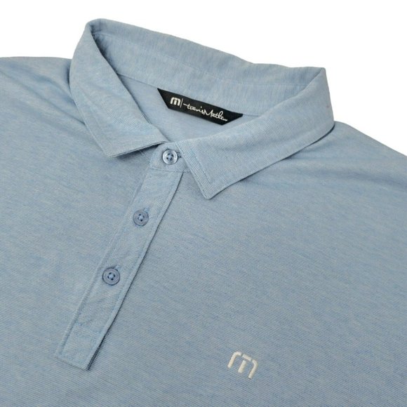 Travis Mathew Polo Shirt Mens XXL Blue Golf Performance Stretch w/ Logo WCF UV - Picture 5 of 12